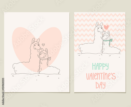Valentine Cards with Cute Lamas