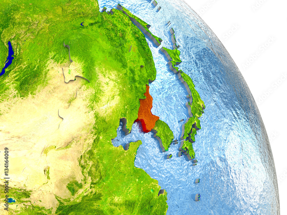 North Korea on Earth in red