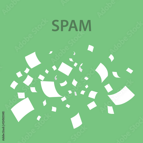 spam illustration vector by littering white papers in the air
