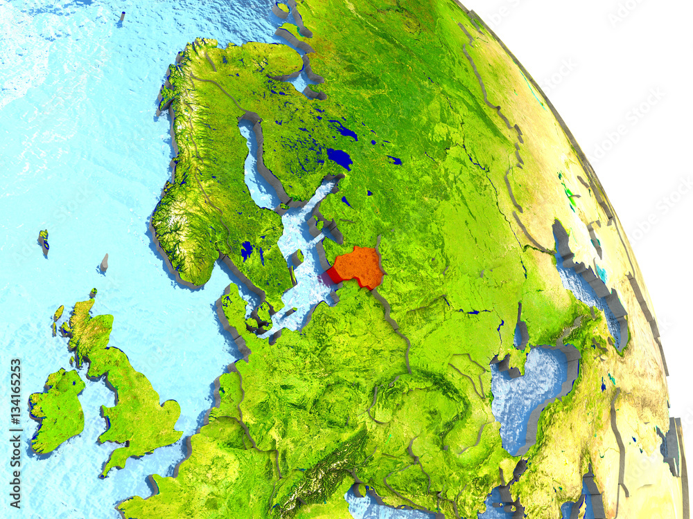 Lithuania on Earth in red