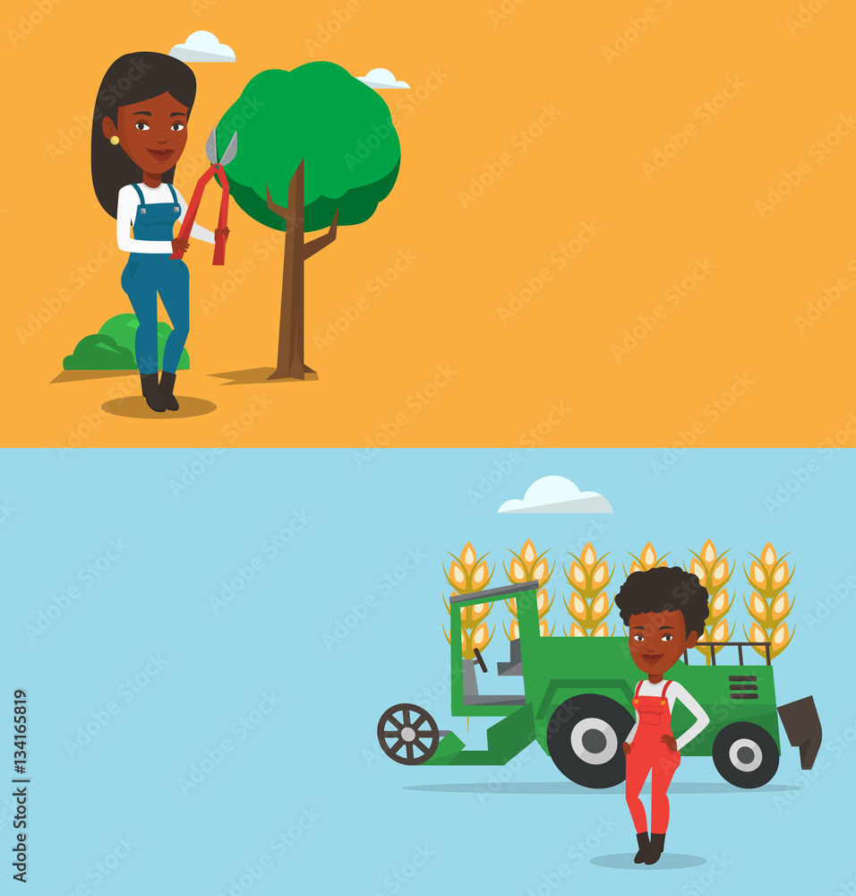 Fototapeta premium Two agricultural banners with space for text.
