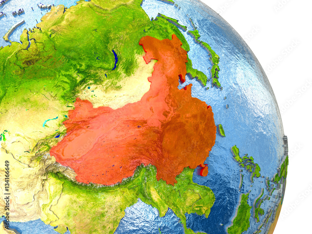 China on Earth in red