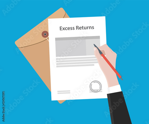signing excess returns paperworks on top of table and signed with pen illustration