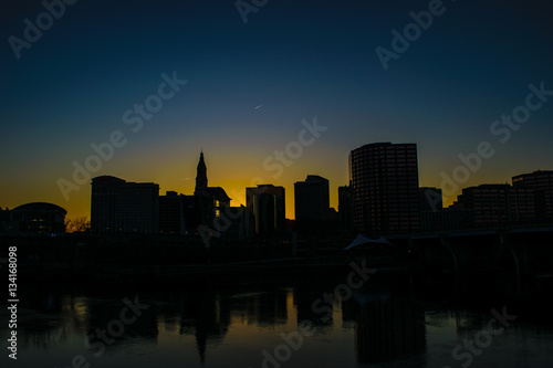Sunset Silhouette of the City Hartford Connecticut