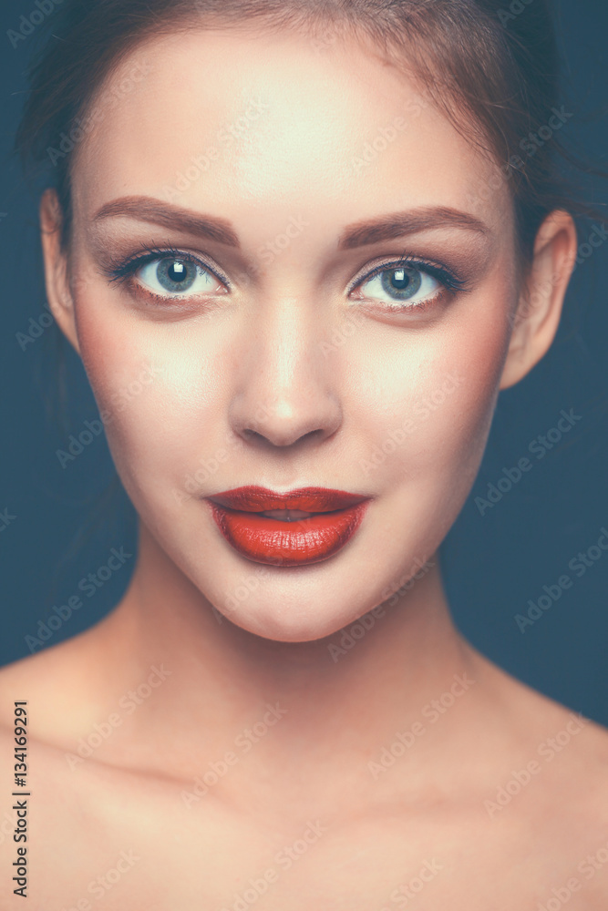 Close up portrait of beautiful young woman face Close up portrait of beautiful young woman face