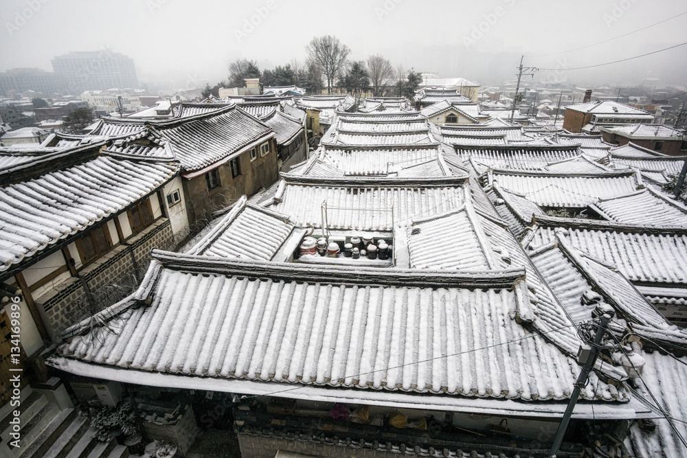 bukchon hanok village in winter