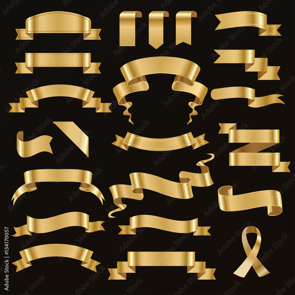 Naklejka premium Golden ribbon vector illustration.