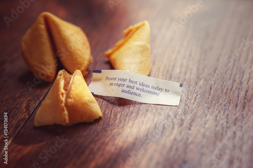 Fortune cookie with fortune "Present your best ideas today to an