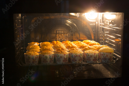tasty cakes baking in the oven