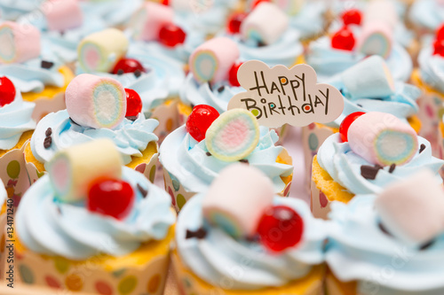 Colorful birthday cupcakes