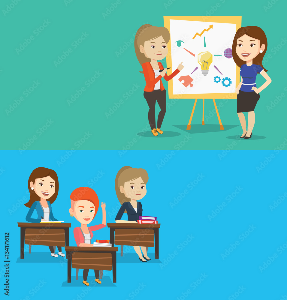 Two educational banners with space for text. Two educational banners with space for text.