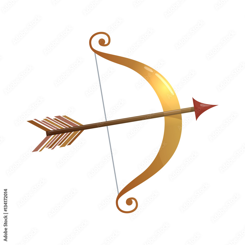 Colorful cartoon illustration of Cupid bow and arrow, symbol of love and  Valentine's Day. Vector. Stock Vector | Adobe Stock