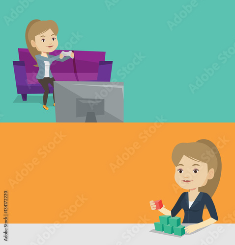 Two media banners with space for text.