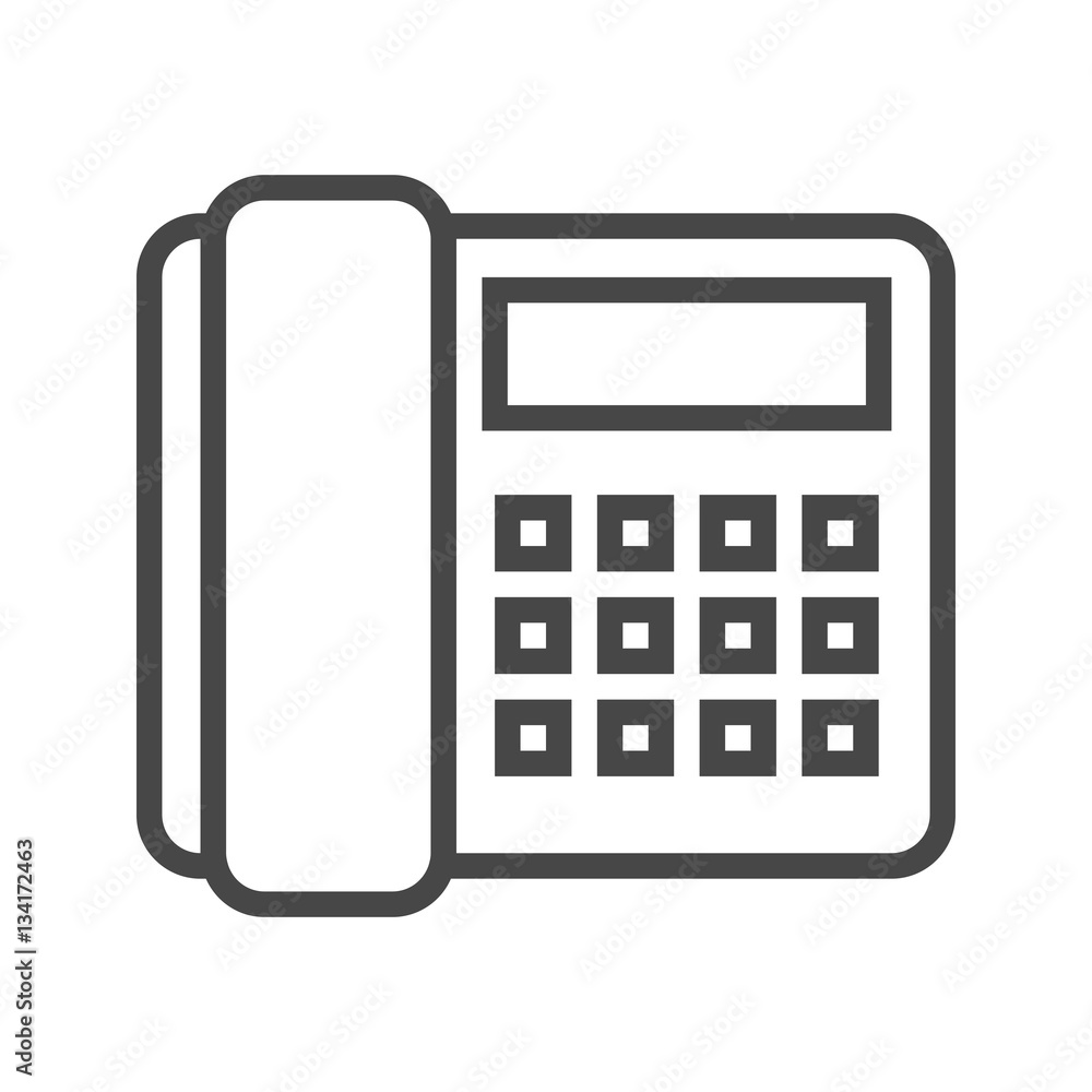 Office Phone Thin Line Vector Icon Isolated on the White Background. Office Phone Thin Line Vector Icon Isolated on the White Background.