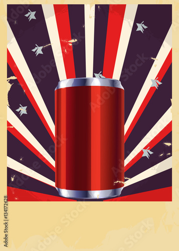 Retro poster soda in aluminum cans