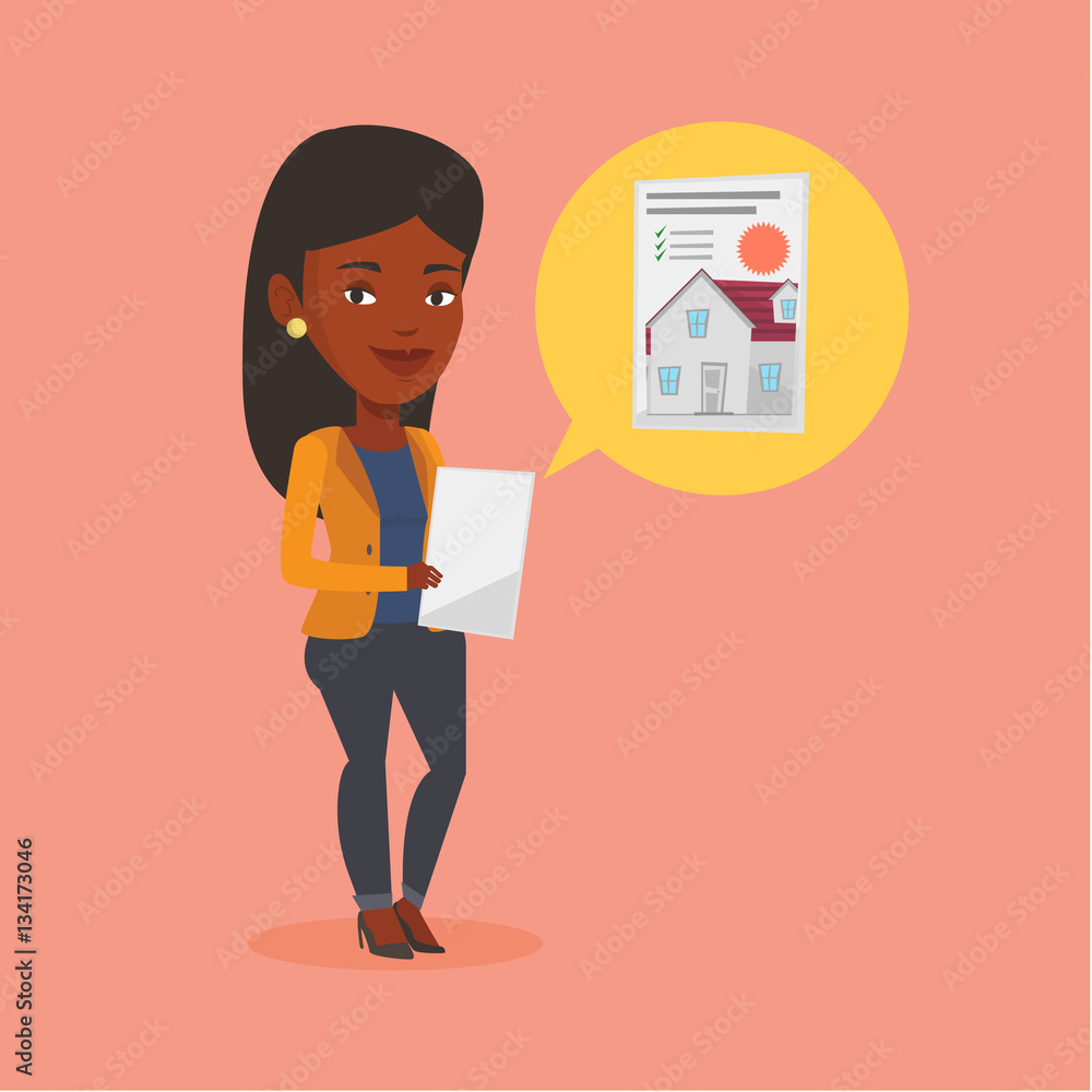 Woman looking for house vector illustration. Woman looking for house vector illustration.
