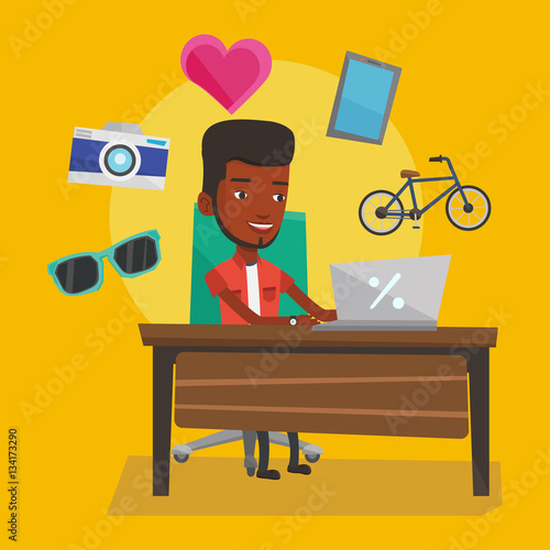 Man shopping online vector illustration.
