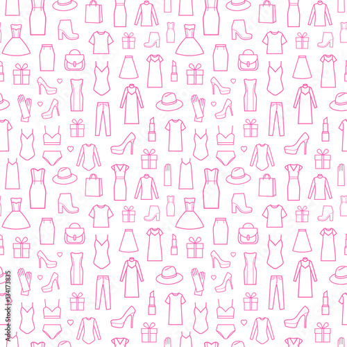 Fashion icons in seamless pattern