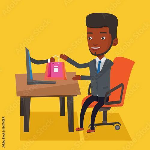 Man shopping online vector illustration.