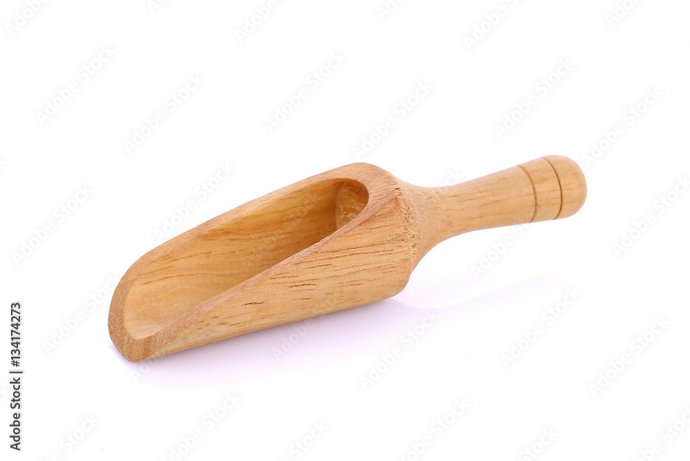 wooden spice scoop isolated on white background wooden spice scoop isolated on white background