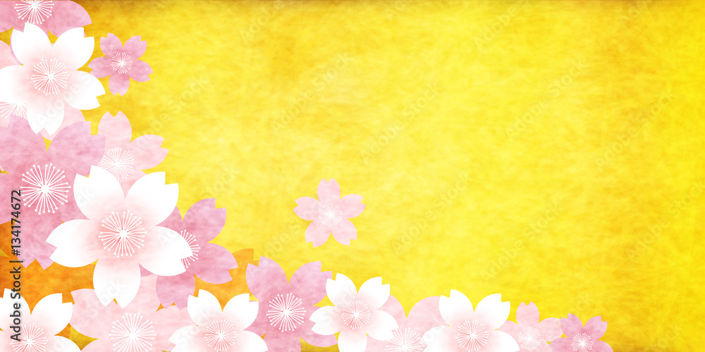 Obraz premium 桜 春 和紙 背景 