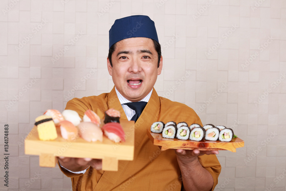 笑顔の寿司職人