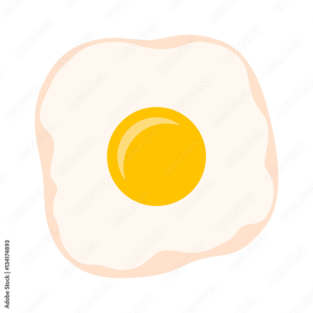 Cooked fried egg with yolk and egg white flat color vector icon for food apps and websites Cooked fried egg with yolk and egg white flat color vector icon for food apps and websites