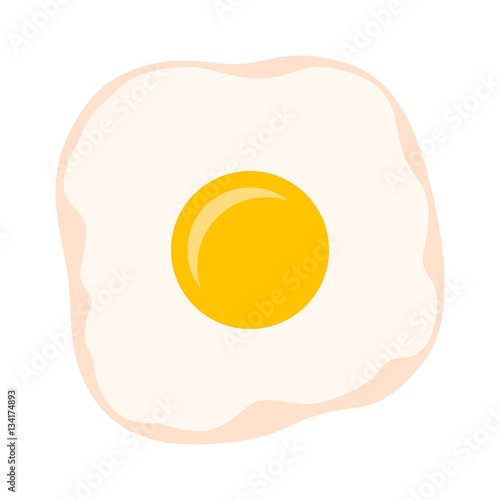 Cooked fried egg with yolk and egg white flat color vector icon for food apps and websites