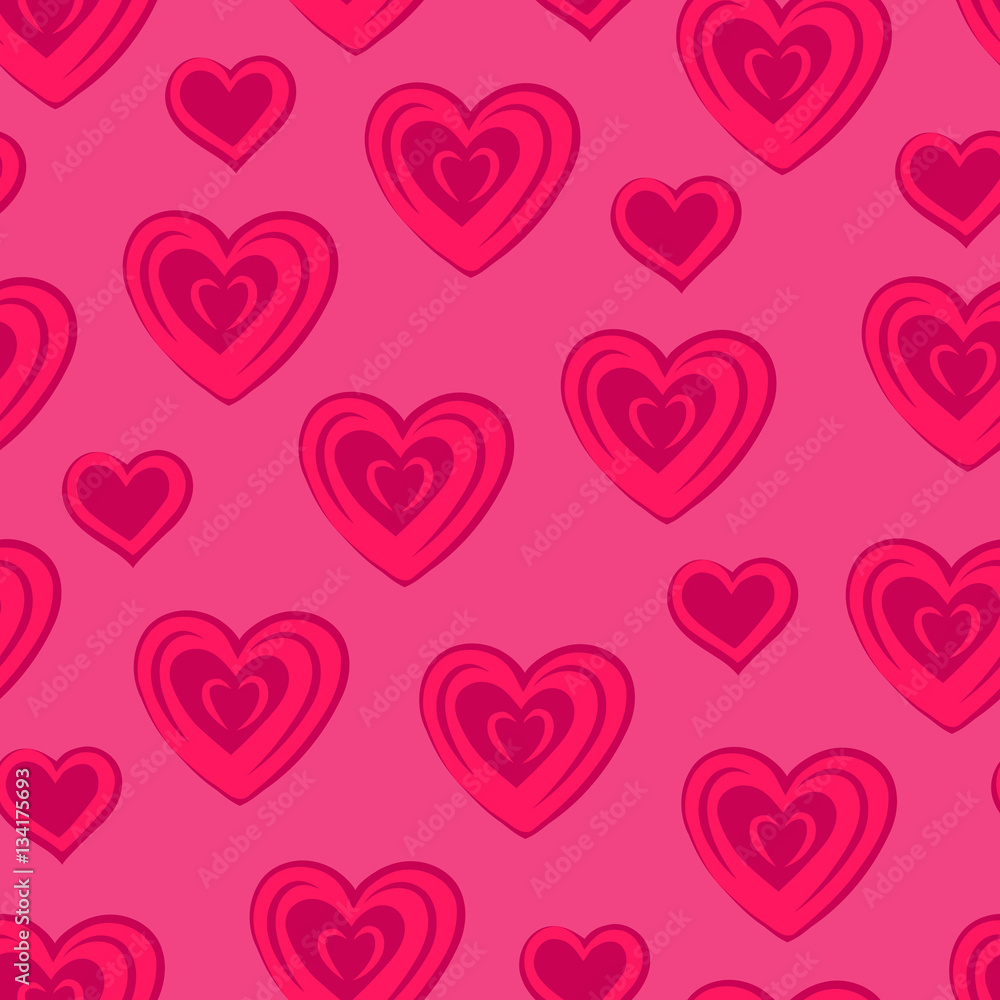Hearts. Pink seamless pattern for Valentine's day. Vector illustration.