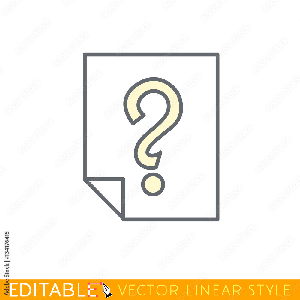 Page with a question mark. Editable line icon. Stock vector illustration. Page with a question mark. Editable line icon. Stock vector illustration.