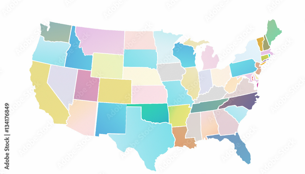 US Map Pastels color
