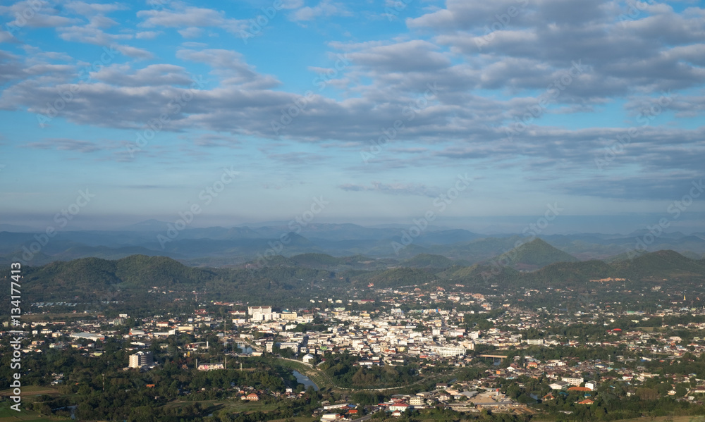 Beautiful Cityscape View from top mountain at Phu Bo Bit, Loei Province, Thailand
