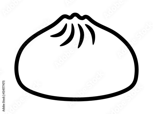 Baozi or bao - Chinese steamed bun line art vector icon for food apps and websites