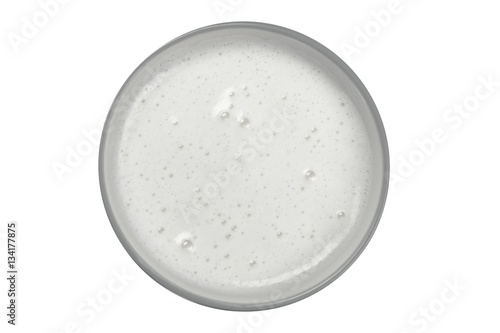 Fotografie top view of glass milk / Glass of Milk From Above