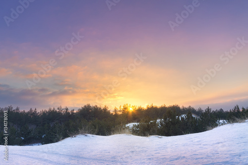 winter sunset bright photo / bright winter photo nature landsc