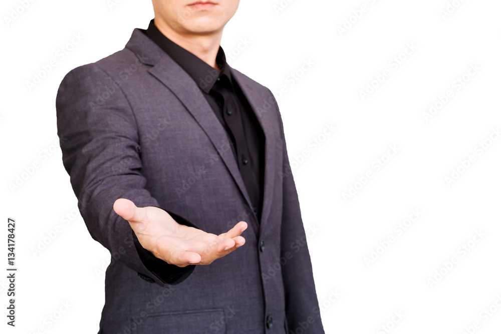Businessman hand presenting isolated on white background Businessman hand presenting isolated on white background