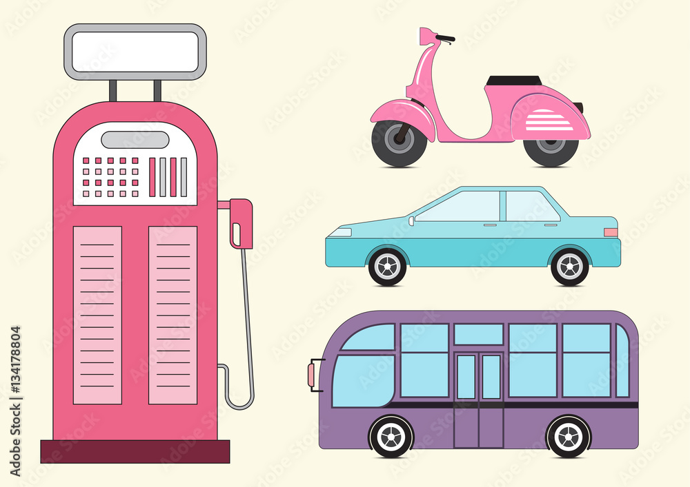 Flat transport concept with gas pump. Flat transport concept with gas pump.