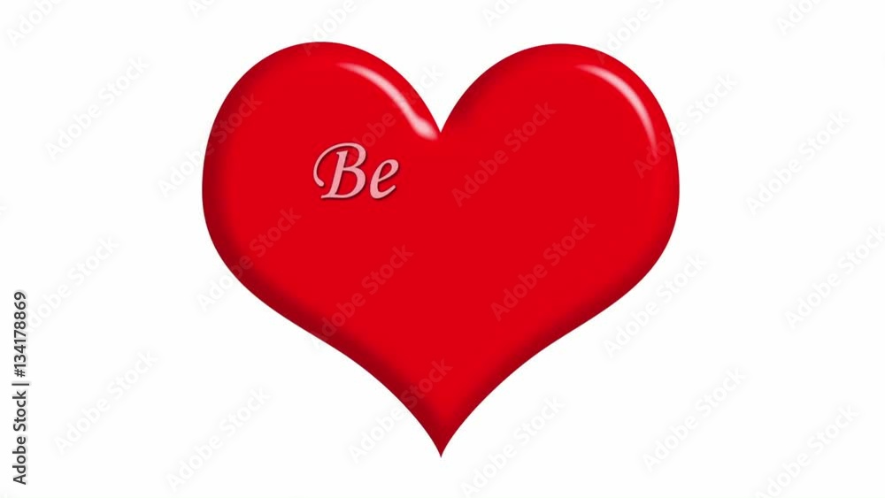 Big red heart creating on the white background. Message Be My Valentine appearing word by word. Big red heart creating on the white background. Message Be My Valentine appearing word by word.