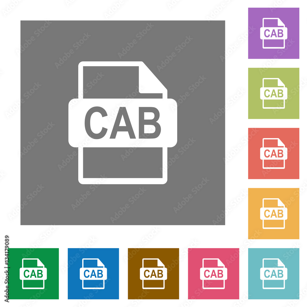 CAB file format square flat icons