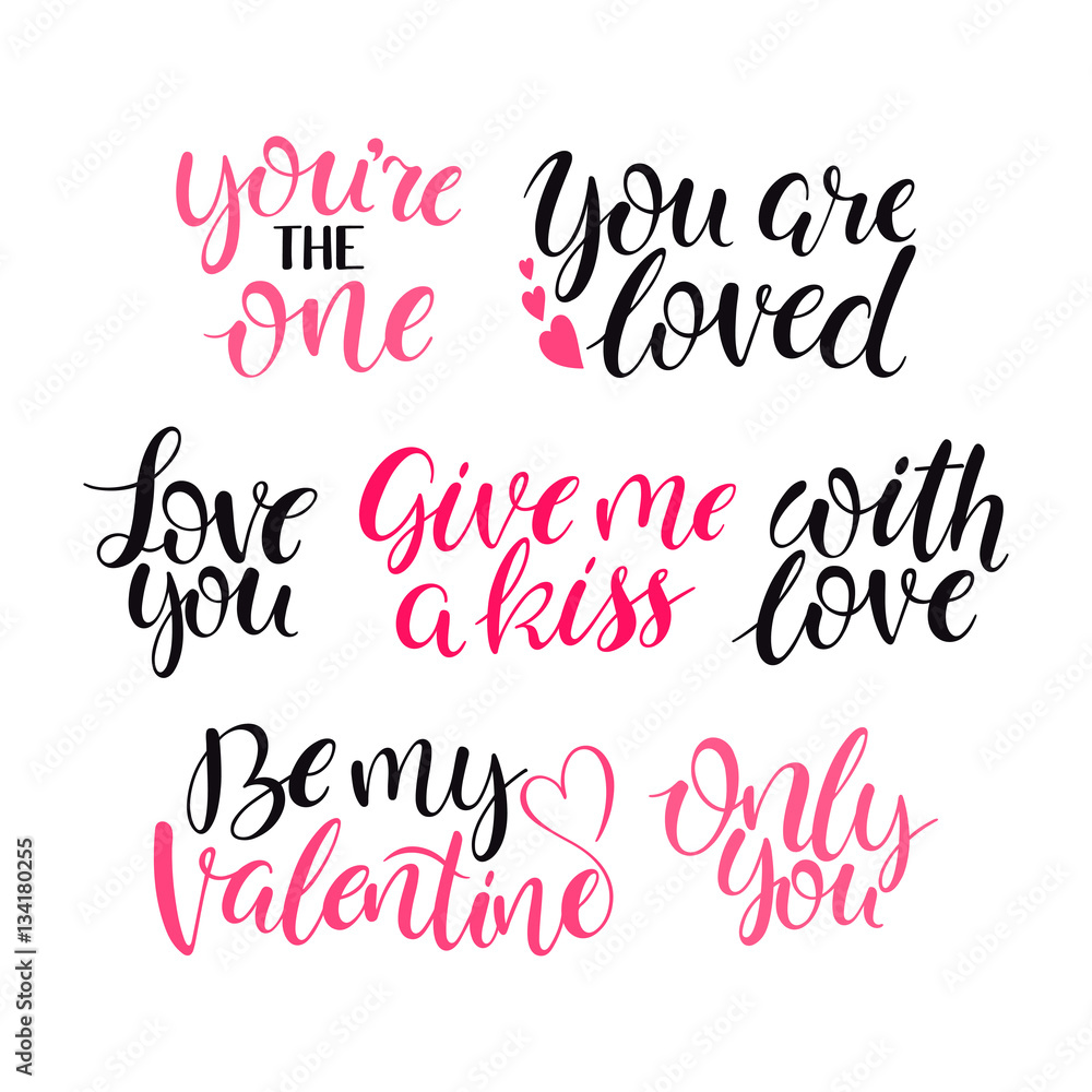 hand drawn quotes for Valentine designe