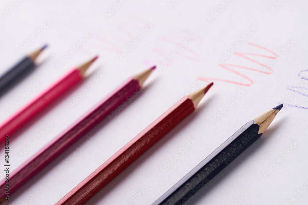 Crayons, Colorful pencils on white background, Close up Crayons, Colorful pencils on white background, Close up