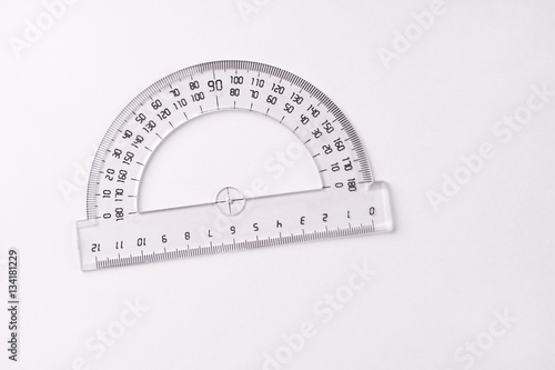 Protractor on white background