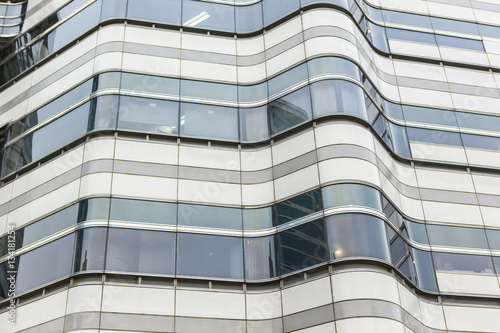 Photography Skyscraper of glass and metal, office building.