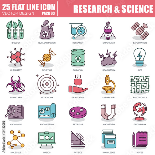 Line research and science icons