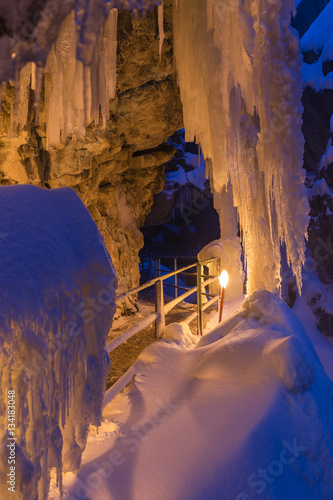 Breitachklamm im Winter in Fackellicht photo