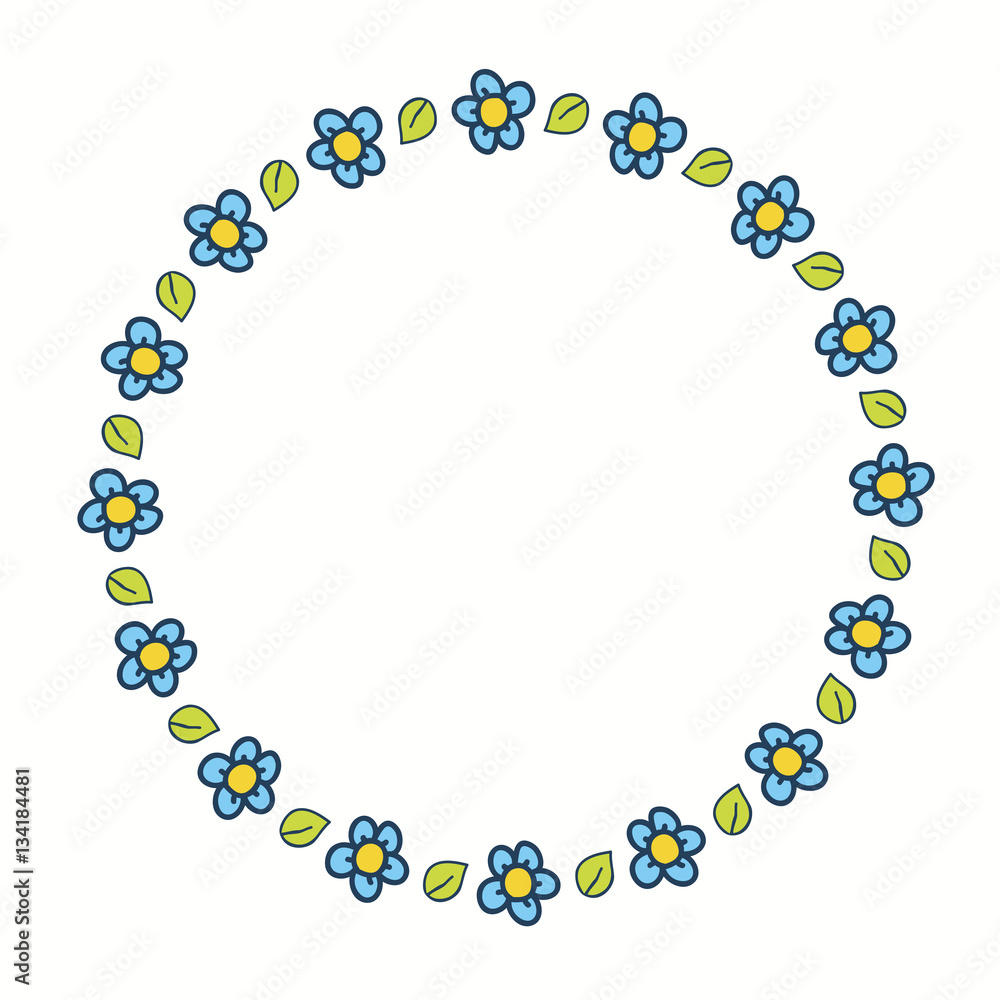 Round frame with stylized flowers. Decorative border for creating eco-style wedding invitations, logos. Round frame with stylized flowers. Decorative border for creating eco-style wedding invitations, logos.