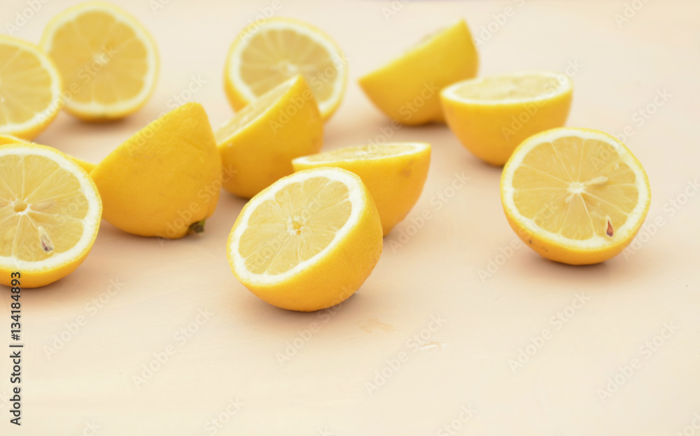 fresh cut lemon halves