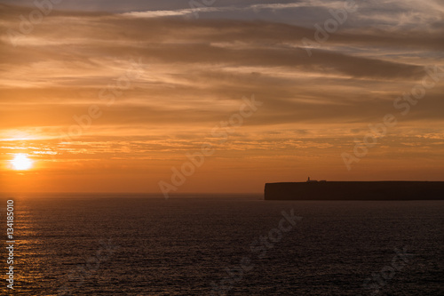 Ocean Sunset with Cliff Silhouette