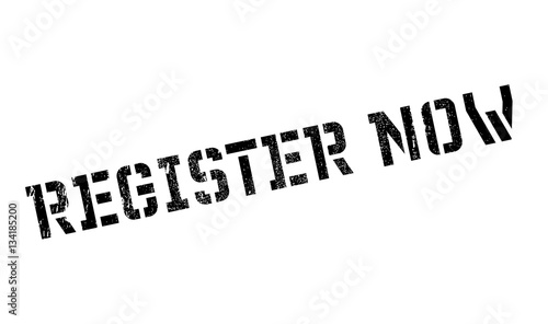 Register Now rubber stamp. Grunge design with dust scratches. Effects can be easily removed for a clean, crisp look. Color is easily changed.