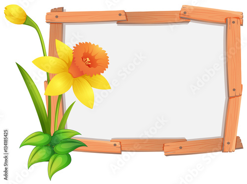 Frame template with yellow daffodil flowers
